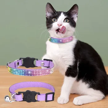 Spalva Diamond Reguliuojamas Karoliai Pet Head Saugos Sagtis Mažylis Kačių Antkaklius Odos Bell Kačiukas Apykaklės Bet Kokio Dydžio Šunys/Katės