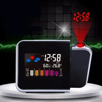 Spalvinga LED Skaitmeninio formato Žadintuvas Temperatūros Termometras, Drėgmės Drėgmėmačiu Stalas Laiko Projektorius Kalendorius