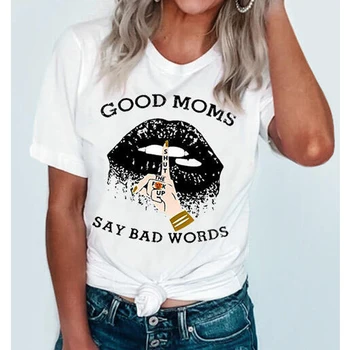 Spalvos Gerai, Mama Pasakyti Blogų Žodžių Lūpų T-shirt Juokinga Moterų Grafinis Mama Gyvenime Viršuje Tee Mados Motinos Diena Dovanų Marškinėlius Camiseta