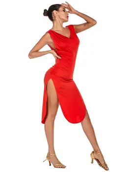 Suaugusiųjų Lotynų Sportinių Šokių Suknelė Drabužius Tango Salsa Lotynų Šokio Spektaklis Suknelė Etape Dėvėti 2021 Mokymo Šiuolaikinės Moterys Spandex