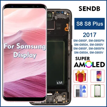 Super Amole Samsung Galaxy S8 S8+ S8 Plius SM G950F G955F G950FN G955FN DS LCD Ekranas Su Jutikliniu Ekranu, skaitmeninis keitiklis Asamblėja