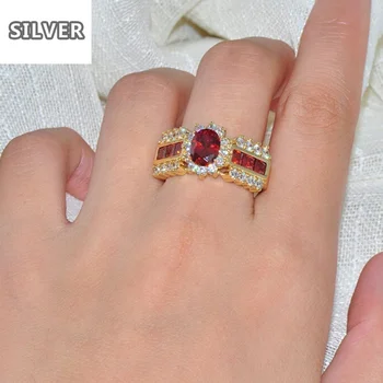 Teismas stiliaus Ruby Prabangus Mėlyna/raudona Klasikinis Vestuvinis Žiedas Prabanga Cirkonis Mėgėjams Pažadas Žiedas Moterims safyro žiedas aukso žiedus