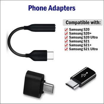 Telefonas Adapterius, skirtus Samsung Galaxy S20 S21 Ultra Plus +5G OTG Tipas-C Įkrovimo Kabelio Jungtis, USB-C-3.5 mm Audio jungtis Skaičiuoklė