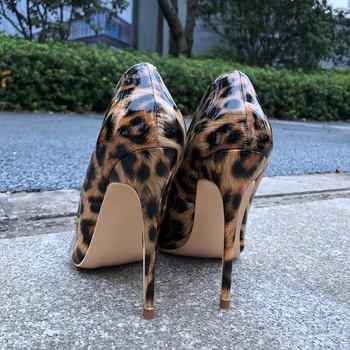 Tikicup Moterų Leopard Patentų Siurbliai Paslysti Ant Pažymėjo Tne Adatos (Stiletai Patogus Ponios Sexy Aukšti Kulniukai Italijos Šalis Suknelė Bateliai