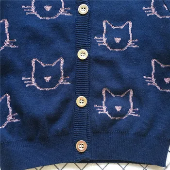 Tonytaobaby Rudenį ir Žiemos Drabužių Naujas Stilius Baby Cat Cardigan Megztinis Vaikai Megztiniai Megztinis Mergaitei