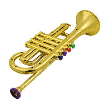 Trimitas Vaikų Muzikos Švietimo žaislas Pučiamųjų Instrumentų ABS Metalo, Aukso Ragą su 4 Spalvos Klavišus Vaikams Vaikams