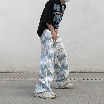 UNCLEDONJM Mens street wear baggy jeans Hip-Hop dizaineris kelnes kratinys dizaineris džinsus, kelnes Prarasti nelaimę džinsai UM21037