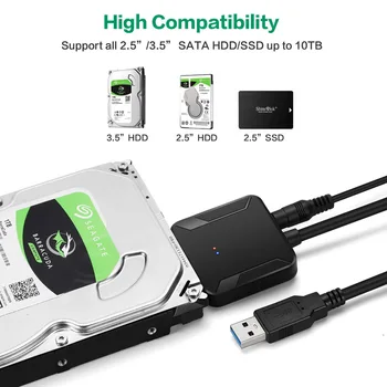 USB 3.0 prie Sata Adapteris Keitiklis Kabelis 22Pin SataIII į USB3,0 Adapteriai 2.5 colių, 3.5 colių Sata HDD SSD