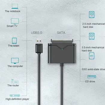 USB 3.0 Prie SATA Kabelis 22PIN Lengva Ratai Laidas 2.5/3.5 Colių Kietasis Diskas SSD Adapteris Keitiklis Paramos 16TB 