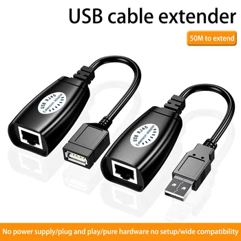 USB RJ45 Ethernet Cable Male & Female USB 2.0 Extender Tinklo Kartotuvu Kabelis Suderinamumo Kamera, Klaviatūra, Pelė USB Įrenginys