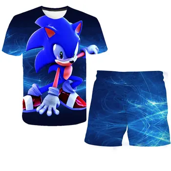 Vaikams Drabužiai, Sonic 3d Spausdinimo Kostiumai Bamblys Merginos Rinkiniai Top+shorts 2vnt Rinkiniai Sportinis Kostiumas Atsitiktinis Kūdikis Rinkiniai Vasaros T Marškinėliai Ir Trumpi