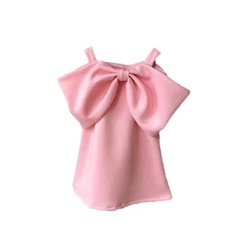 Vaikams Iki 2021 M. Vasarą Naujų Sweet Pink Vientisos Spalvos Mergaitėms Oro Medvilnės Princesė Mados Suknelės Bamblys Kūdikių Bowtie Suspender Suknelė