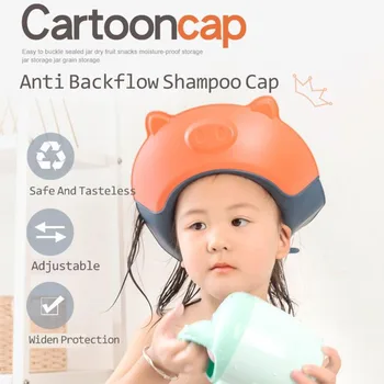 Vaikų Šampūnas Cap baby Kūdikių Švelnus Animacinių filmų Pirties Kepurės Snapeliu Reguliuojamas Dušo Saugoti Akis, Ausis Vandens įrodymas Plaukų Shield Bžūp