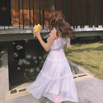 Vasaros Moterų Drabužių Korėjos Mados Kawaii Drabužius 2021 Cottagecore Harajuku Spageti Dirželis Suknelė Sukienka