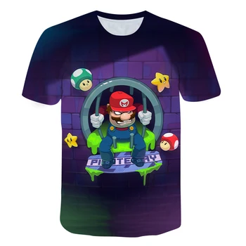 Vasarą Vaikutis Naujas Harajuku stilius Klasikinis 3D Žaidimai Super Mario marškinėliai Berniukui, Mergina Mario Bros spausdinti marškinėliai Vaikams Hip Hop marškinėlius