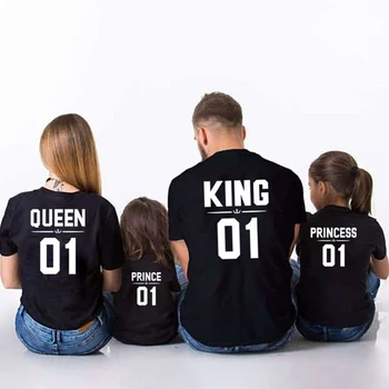 Vasarą Šeima Drabužių Rinkinius, Karalius, Karalienė, Princas, Princesė Marškinėliai Šeimos Atitikimo Komplektus Atrodo Marškinėliai Tėtis, Mama Baby Girl Drabužiai