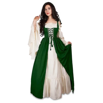 Vestido Viduramžių de S-6XL, disfraz de Helovinas para mujeres, Vestido de princesa de grande talla