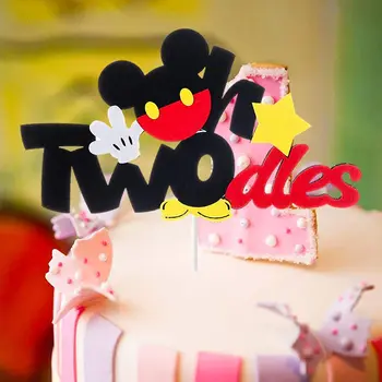 Vienerių metų Gimtadienio Tortas topper kūdikių naudai neaustinis audinys Disney Mickey Mouse tortas Šalis Atostogų Reklama Šalis topper dekoras