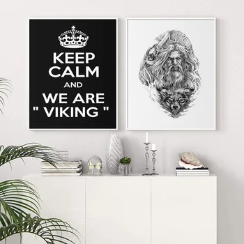 Vikingų Laivų Valknut Simbolis Citata Klasikinis Drobė, Tapyba, Plakatas Ir Spausdinimo Meną Sienos Nuotrauka Kambarį Šiaurės Šalių Namų Puošybai