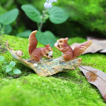 Voverė Varlė Pelėda Sraigė Gyvūnų Apdailos Grybų Lapų Modelis Sodo Puošmena Mini Sodo Reikmenys Bonsai Rockery