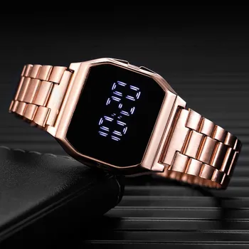 Vyriški Sportiniai Laikrodžiai Skaitmeninių Elektroninių LED Laikrodžiai, Nerūdijančio Plieno Watchband Vandeniui Karinės Armijos Laikrodis reloj hombre
