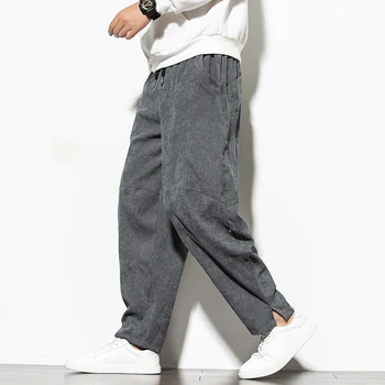 Vyrų drabužių rudens vyrų velvetas atsitiktinis kelnės vyras mada prarasti kratinys kelnės mans haremo kelnės japonijos streetwear chaki