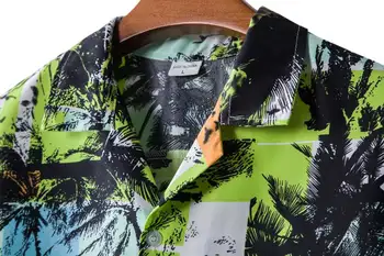 Vyrų Mados Palmių Spausdinti Havajų Paplūdimys Marškinėliai trumpomis Rankovėmis Stovykla Apykaklės, Mygtuką Žemyn Marškiniai Šalis Atostogų 