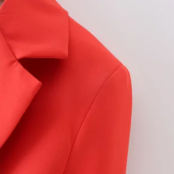 Za 2021 m. vasarą nauju moterų temperamentas mados raudona paaukštintu liemeniu slim trumpas tamsiai mygtuką ilgomis rankovėmis kostiumas striukė moterims