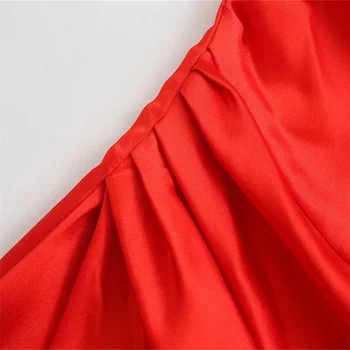 Za 2021 M. Vasarą Raudona Ruched Mini Suknelė Moterims Sexy Satin Spagečiai Dirželiai Backless Suknelių Mados Asimetriškas Hem Šalies Moteris Suknelė