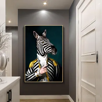 Zebra Galva ir Žmogaus kūnu Drobės Paveikslai Abstraktūs Portretas Plakatai PH Spaudinių Sienos Menas Nuotraukas Kambarį Namų Dekoro