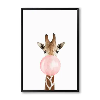 Zebra Girafe Dramblys Gyvūnų Drobės Tapybos Šiaurės Plakatai Vaikų Darželio Sienos Menas Vaikams Nuotrauką Šiaurės Vaikams, Kūdikio Kambario Puošmena