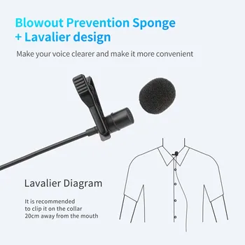 ŠAUDYTI 3.5 mm Lavalier Microphone Garso ir Vaizdo Įrašymo Clip-on Atvartas Mic Laidinis Mikrofonas skirtas iPhone