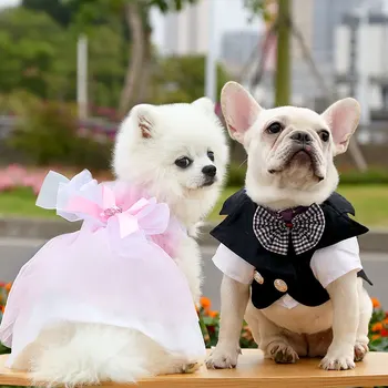 Šuo, Katė Blizgančiais Pavasario ir Vasaros Suknelė Pet Drabužiai Princesė Vestuvių Suknelė Prekių Mažylių apranga Šuo Suknelė su Gėlėmis