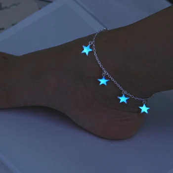 Šviesos Blue Star Anklets Moterų, Mergaičių Kojų Grandinės Žvaigždės Kulkšnies Apyrankę Boho Vasaros Anklet Paplūdimio Papuošalai 2021 tobilleras mujer