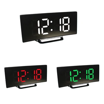 Žadintuvas Veidrodis, Didelis Ekranas, Skaitmeninio Signalo Atidėjimo Laiko Rodymas Naktį LCD Šviesos USB/AAA Varomas Elektroninių Staliniai Laikrodžiai