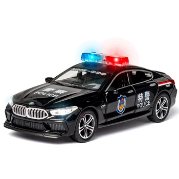 1:32 BMW M8 Lydinio Diecasts Transporto priemonės, Metalo Surinkimo Modelį, SWAT, Policija Traukti Atgal, Automobilių Aukštos Modeliavimas Acoustooptic Žaislai Vaikams