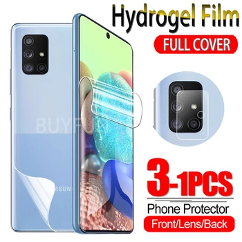 1-3PCS Hidrogelio Plėvelės Samsung Galaxy A51 A71 4G/5G Screen Protector Sumsung 51 71 Vandens Gelio Apsauginės Plėvelės Kameros Stiklo