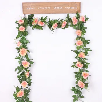 1 String Rose Dirbtinio Šilko Gėlių Vynuogių Kabo Gėlių Pintais Sienos Vestuvių Arch Girliandą Apdaila
