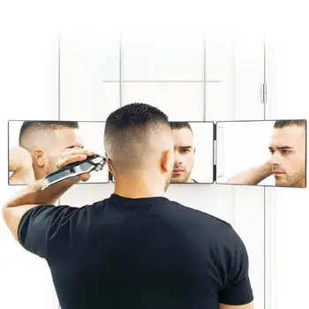 1 Vnt 3-Way Mirror 360 laipsnių apžvalgos Kampas Praktikuojančių Veidrodį Savęs Plaukų kirpimas Ir 