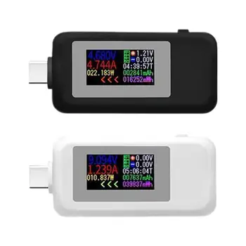 10 1 SROVĖS Tipas-C Spalvotas Ekranas USB Testeris 0-5A Srovės Kroviklis Mobiliojo Galios Matuoklis USB Ammeter Detektorius Akumuliatoriaus Įtampa 4-3 D3E6