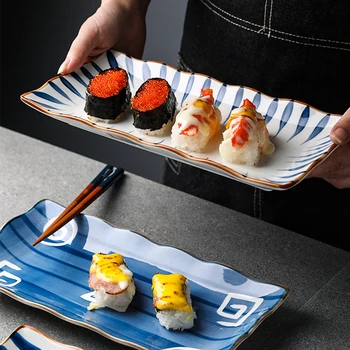 10.8 colių Japonijos Vakarienė Plokštės Keramikos Suši Plokštė Žuvies Vakarienė Patiekalų Stačiakampis Namų apyvokos Indai