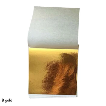 100 Vnt Dizaino Popieriaus Imitacija Aukso Skiedra Vario Meno Amatų Lapų Lapų Lakštai 8x8.5cm Folijos Lapelius, Paauksavimas 