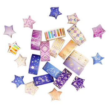 12 Rolls/set Purple Star Aukso Folija Washi Tape Nustatyti Žvaigždynas Serijos Lazerio Maskavimo Juostos Scrapbooking 