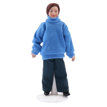 1Pc 1:12 Miniatiūriniai Lėlių Porceliano Lėlės Modelis, Mėlynos spalvos Megztinis Jaunimo Lėlės Namas Žaislas
