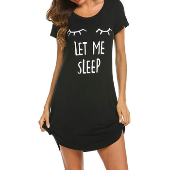 2020 M. Moteris Laišką Nightgowns Ir Sleepshirts Sleepwear Mielas Miego Marškinėliai Spausdinami Naktį Suknelė Trumpomis Rankovėmis Naktiniai Drabužiai