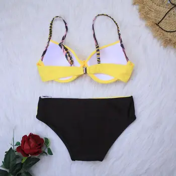 2020 Naujas Seksualus Push-Up Bikinis Nustatyti maudymosi Kostiumėliai Moterims, Maudymosi Maudymosi Kostiumas Moterims Apynasrio biquini Lapų Spausdinimo Paplūdimio Drabužiai Bikini