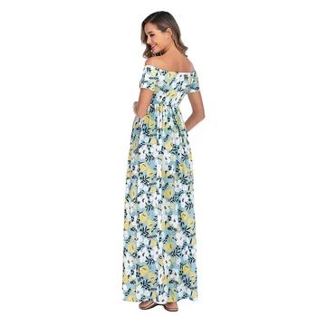 2020 Naujas Vasaros Motinystės Suknelės Už Nuotrauką Šaudyti Karšto Trumpas Rankovės Off-Pečių Spausdinti Motinystės Suknelė Nėščioms Suknelė