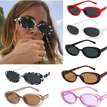2021 akiniai akiniai ovalo formos akiniai nuo saulės ponios madinga karšto Vintage retro akiniai nuo saulės Moterų balta juoda UV akiniai