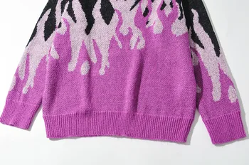 2021 m. pavasarį naujas apvalios kaklo laisvas megztinis moteriška liepsna žakardo megztinis spalvų atitikimo prarasti ins grynųjų red hot pardavimo megztinis
