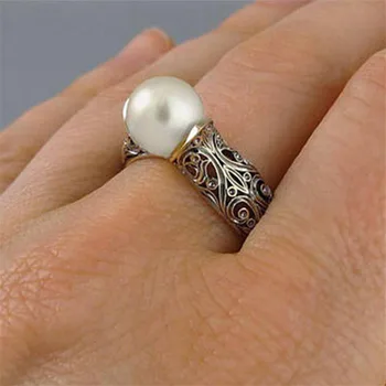 2021 Mados Derliaus Žiedas Raižyti Antikvariniai Aukso Perlas Nuotaka Vestuvių, Sužadėtuvių Žiedai, juvelyrika žiedas